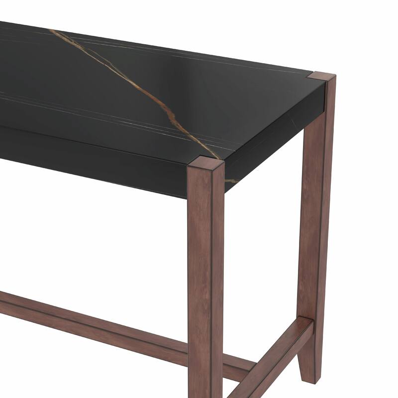 Space-Saving Dining Set - Marble Table & 4 Chairs