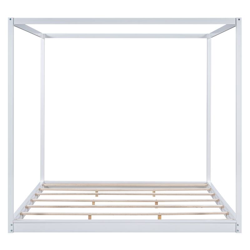 Roomfitters King Size Canopy Platform Bed with Support Legs and Sturdy Frame