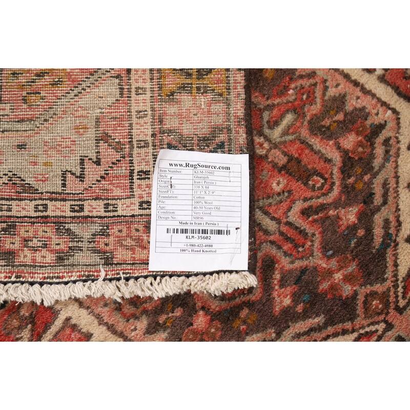 Tribal Geometric Gharajeh Persian Runner Rug Handmade Wool Carpet - 2'9"x 11'1"