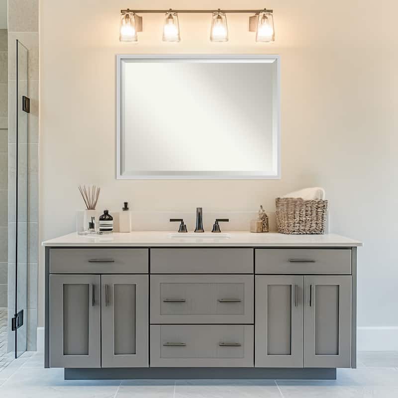 Incline Beveled Wood Framed Bathroom Vanity Wall Mirror
