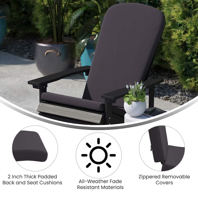 Indoor/Outdoor Folding Adirondack Chairs with Cushions - Set of 2 - 30.25"W x 34"D x 37"H