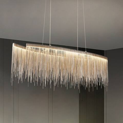 40 in. LED Modern Linear Chandelier with Adjustable Chain Rectangular Elegant Kitchen Island Pendant Lighting for Dining Room
