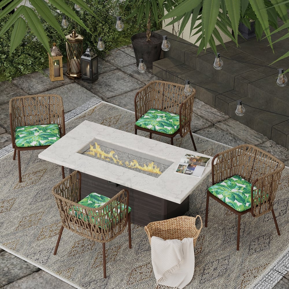 17" x 16" Outdoor Seat Cushion with Ties - Set of 2 - 15.5'' L x 17'' W x 2.50'' H