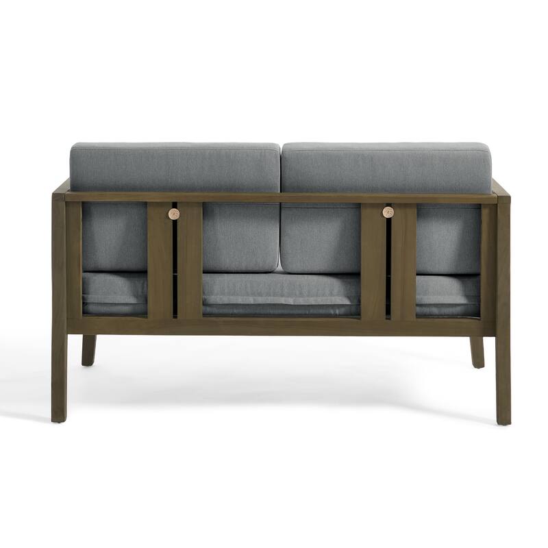 Outdoor Teak Solid Wood Patio Furniture Set Loveseat Armchair Table Collection