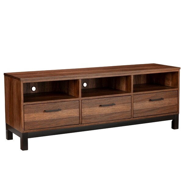 TV Console with 3 Drawers and 3 Compartments, Rustic Brown