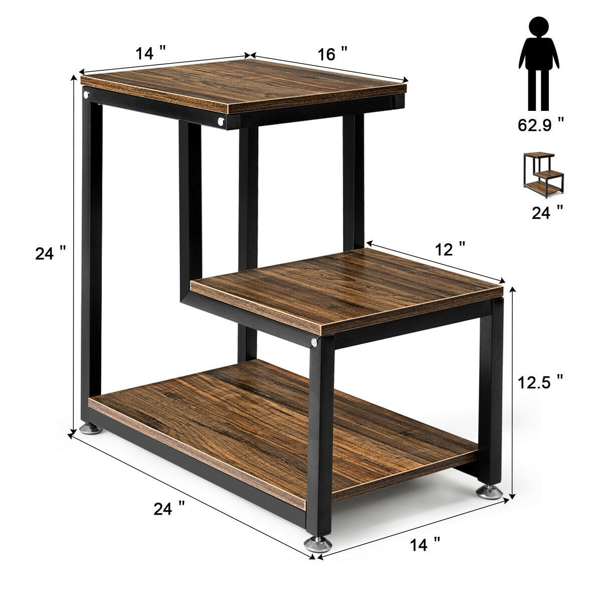 Shop 3 Tier Living Room Side Table With Storage Shelf On Sale