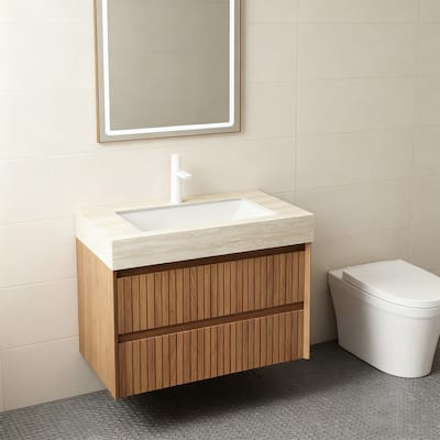 30" Floating Bathroom Vanity with Sintered Stone Top and Undermount Sink