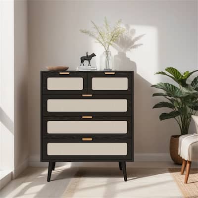 5 Drawer Cabinet, Accent Storage Cabinet, Suitable for Living Room, Bedroom, Dining Room, Study