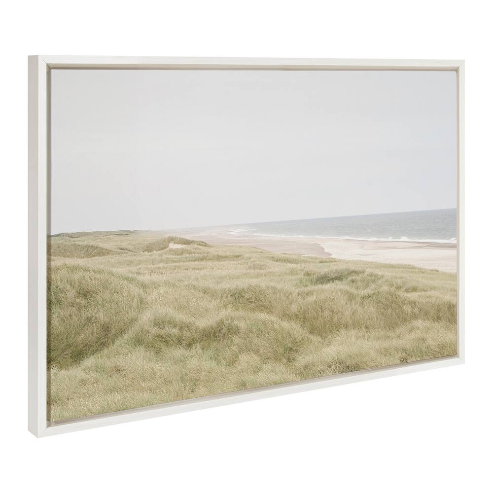 Kate and Laurel Sylvie Peaceful and Serene Coastal Landscape Framed Canvas by The Creative Bunch Studio
