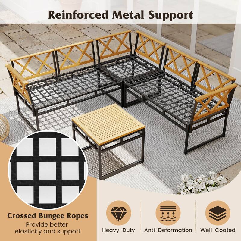 Costway 4 Piece Outdoor Sectional Sofa Set L-Shaped Metal Conversation - See Details