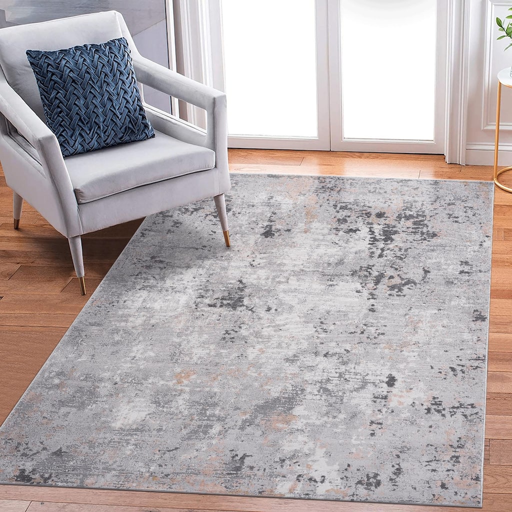Roomfitters 5x7 Machine Washable Boho Vintage Area Rug, Non-Slip Pet Friendly Indoor Living Room Decor Carpet - Grey Multi