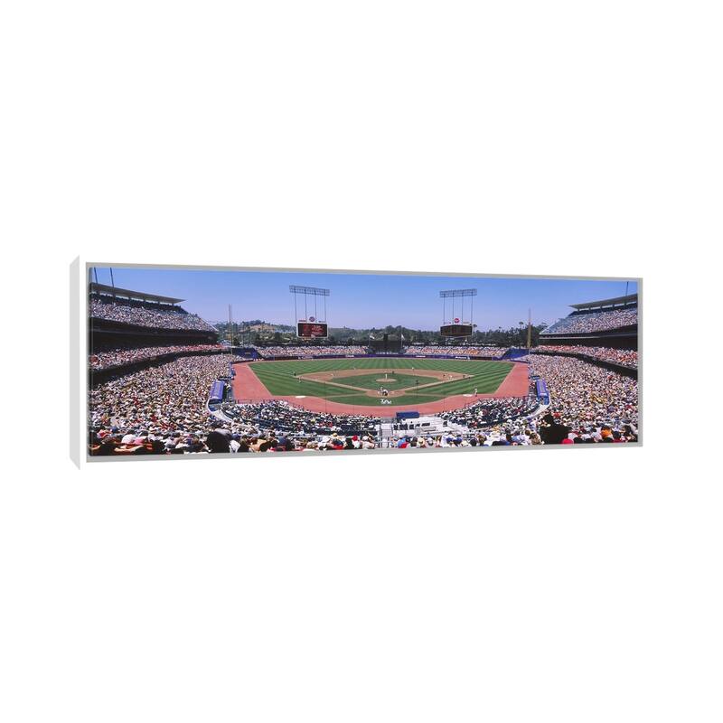 iCanvas "Dodgers vs. Angels, Dodger Stadium, Los Angeles, California, USA" by Panoramic Images Framed Canvas Print - 20x60 - White