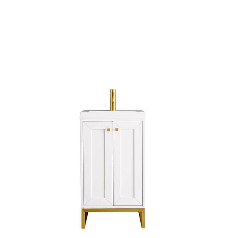 Chianti 20" Single Vanity Cabinet, w/ White Glossy Composite Stone Countertop