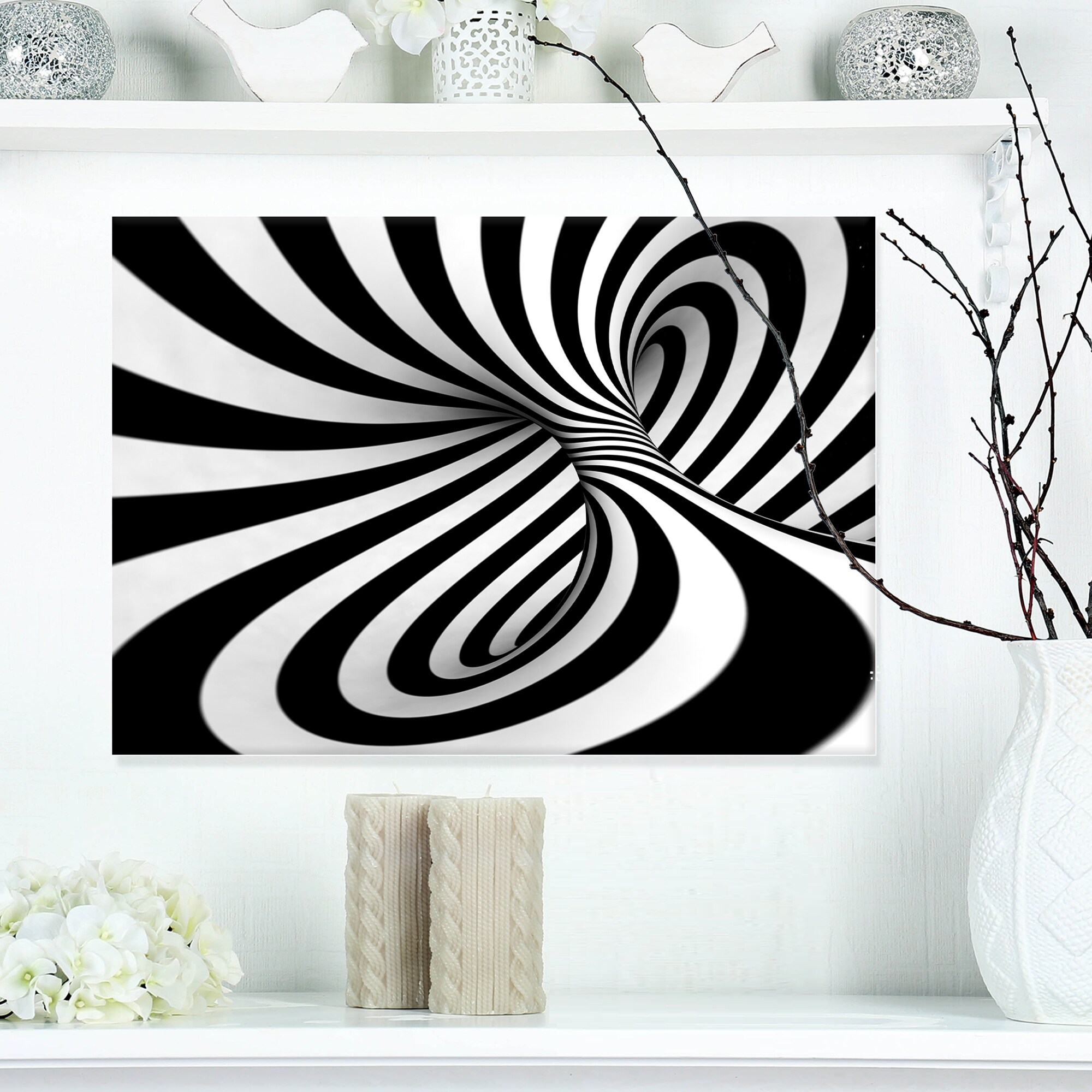 Spiral Black n' White Abstract Art Canvas Print Small eBay