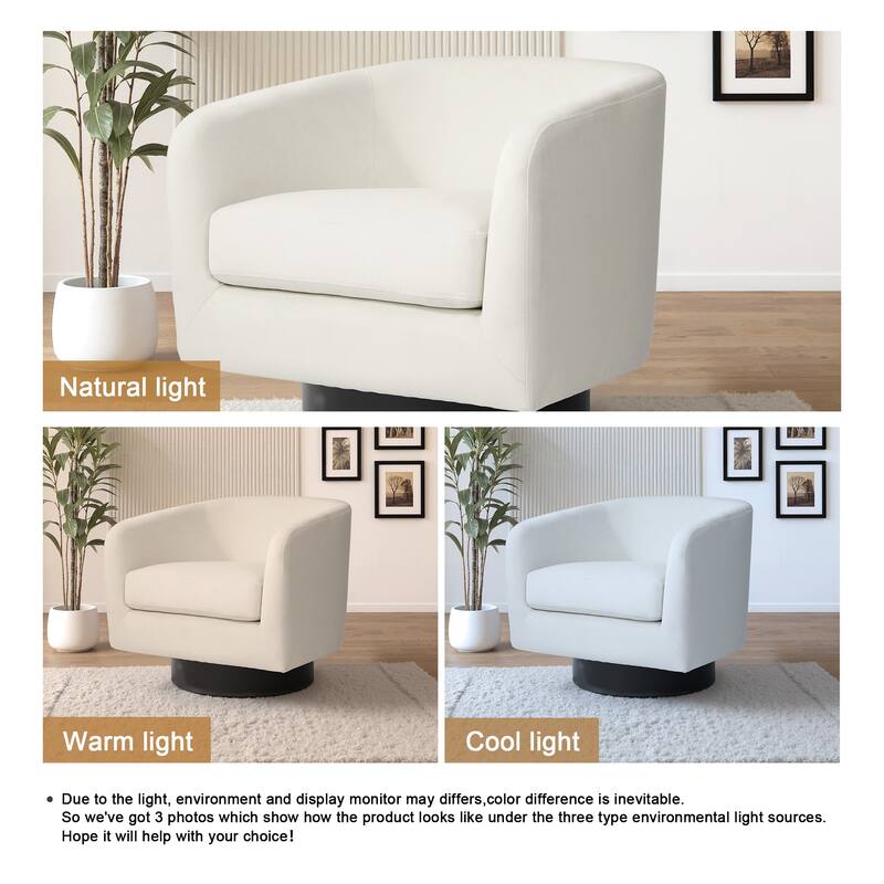 UIXE Set of 2 Swivel Barrel Accent Chair Velvet Armchair For Living Room