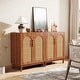 preview thumbnail 6 of 19, Set of 2 Rattan Sideboard, 59 Inch Buffet Cabinet with Doors, Accent Cabinet