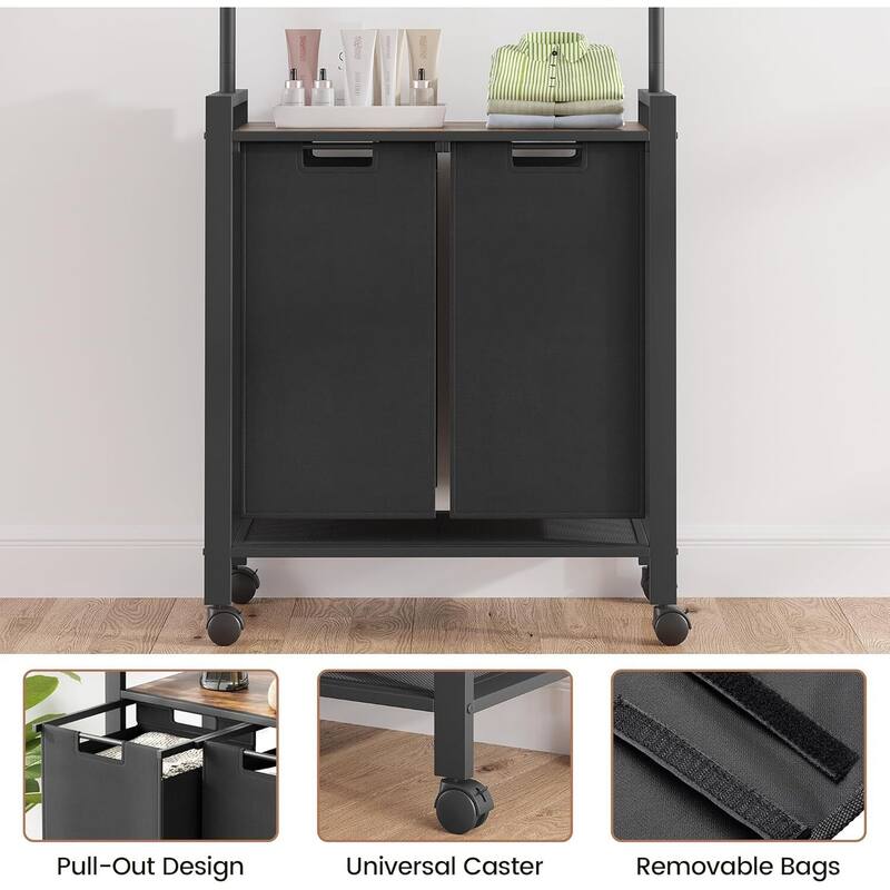 1 Set Ironwood Hanging Laundry Basket Black Retro Swatches Bags