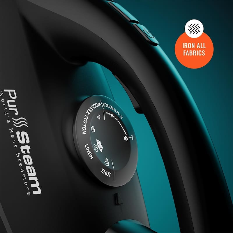 PurSteam Steam Station Max Ceramic Soleplate Steam Iron for Clothes 1500W, 50.7oz Removable Water Tank Iron Steamer