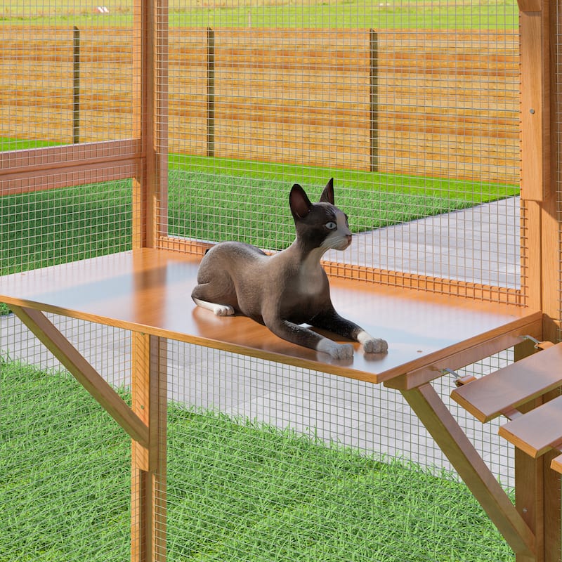 Large Outdoor Cat Enclosures with Houses, Bridges, Walks&UV Proof