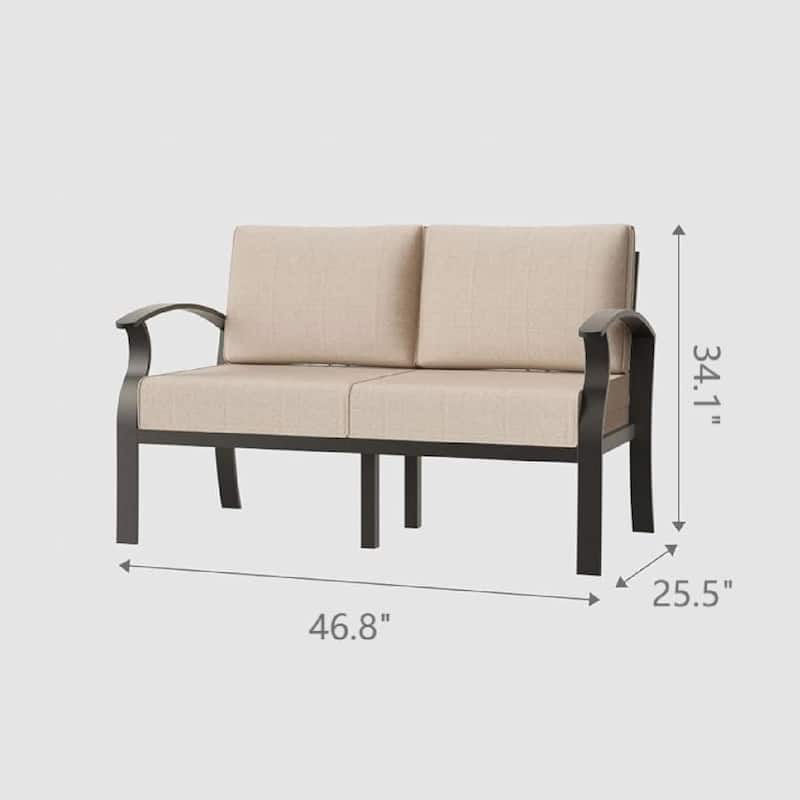Outdoor Aluminum Loveseat with Sand Cushions