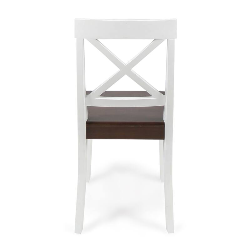 Set of 2 Dining Chair Lounge Chair w/X-Shaped Back, White+Walnut