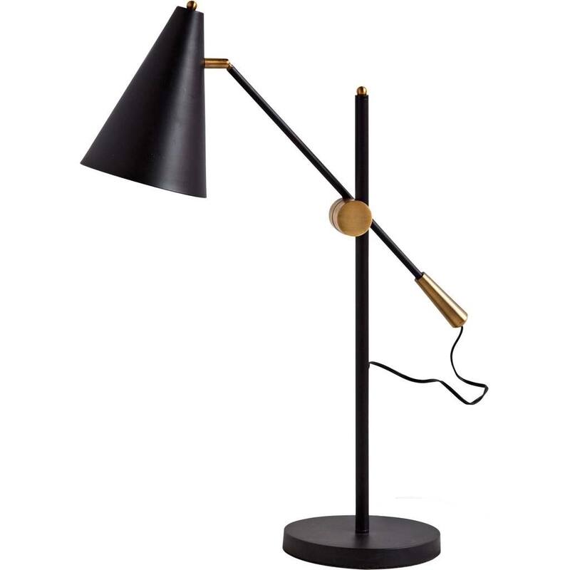 HomeRoots 26" Black Metal Swing Arm With Black Cone Shade - 9