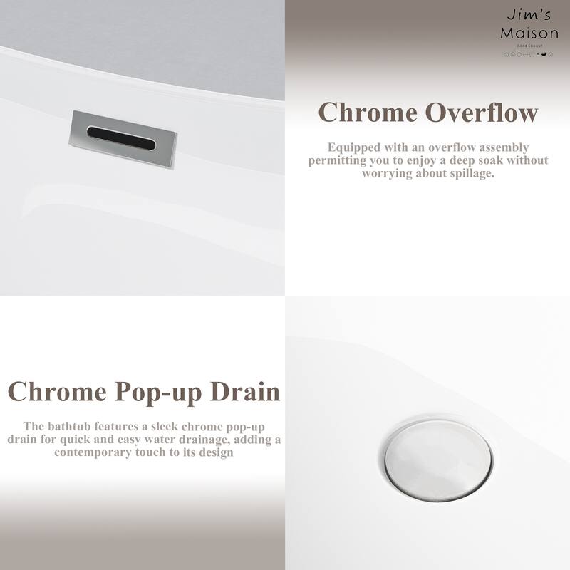 67 in. x 30 in. Acrylic Freestanding Flatbottom Soaking Bathtub in Glossy White