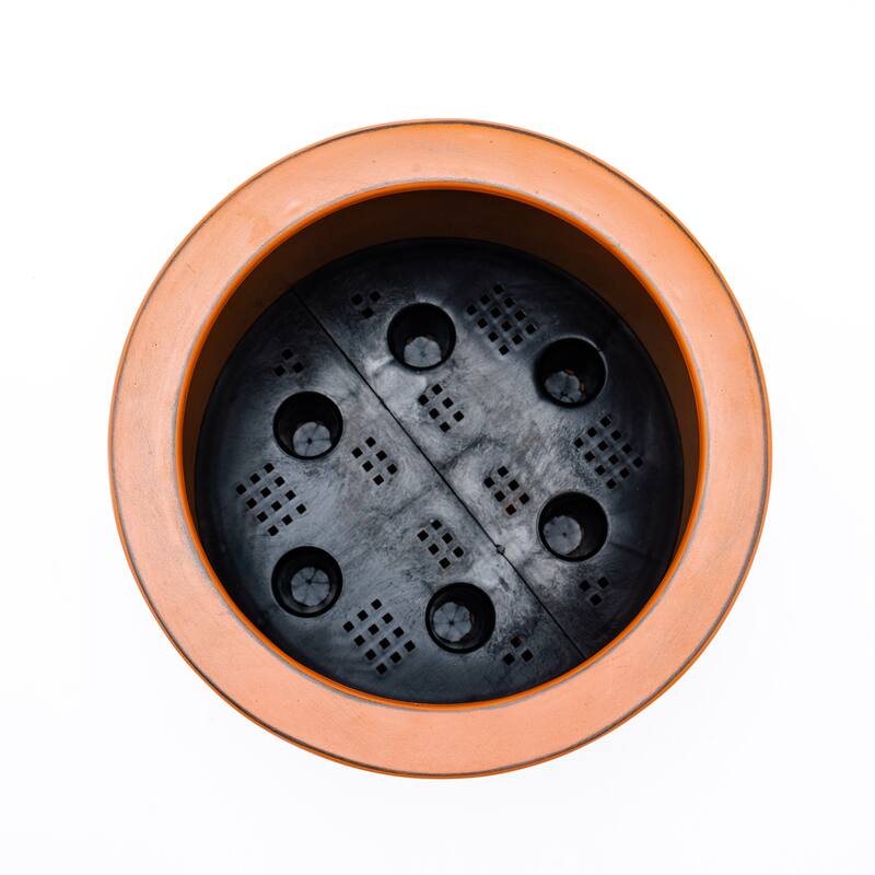 GDFStudio - Farmhouse Outdoor/Indoor 7.8" Self-Watering Round Planter Pot with Drainage Plug and Reservoir System