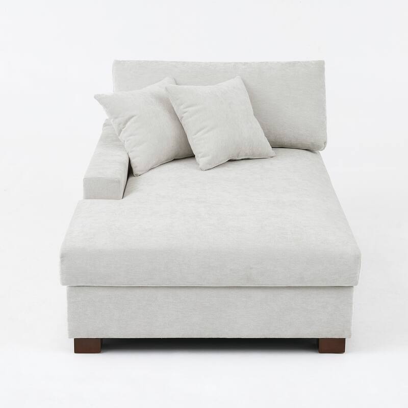 40.8"W Modern Chenille Upholstered Chaise Lounge with Pillow