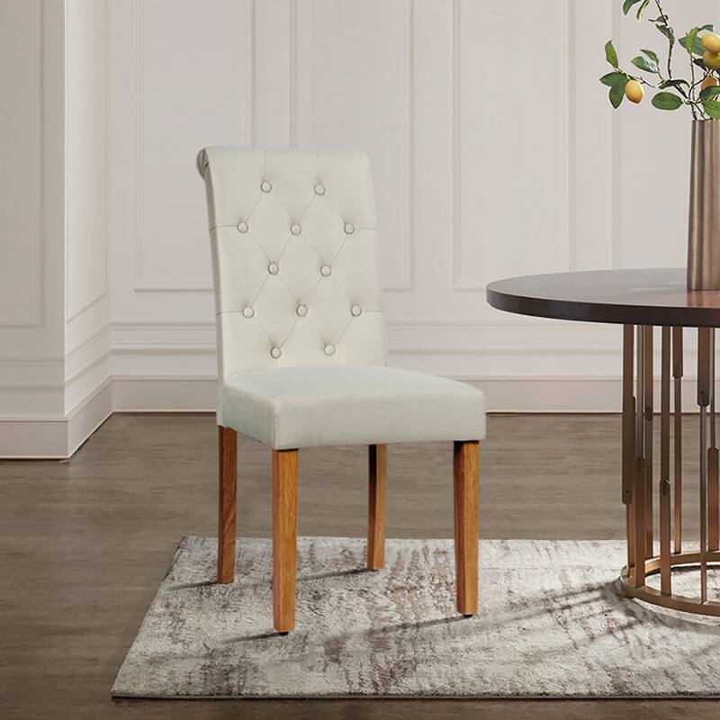 Costway Set of 2 Parsons Upholstered Fabric Chair with Wooden Legs