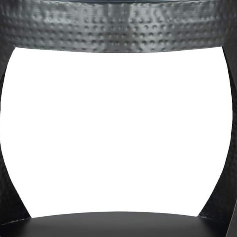 HomeRoots 20" Black Iron Round Floor Shelf End Table - 19' X '20.3' X '19