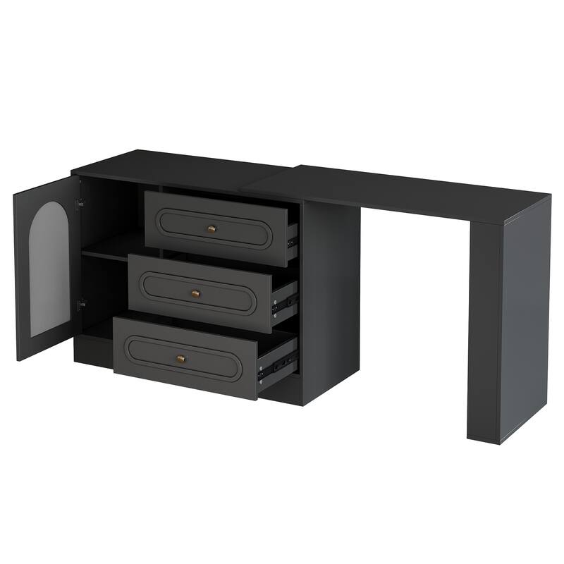 360° Rotatable Vanity Desk with 3 Drawers, Modern White Corner Vanity