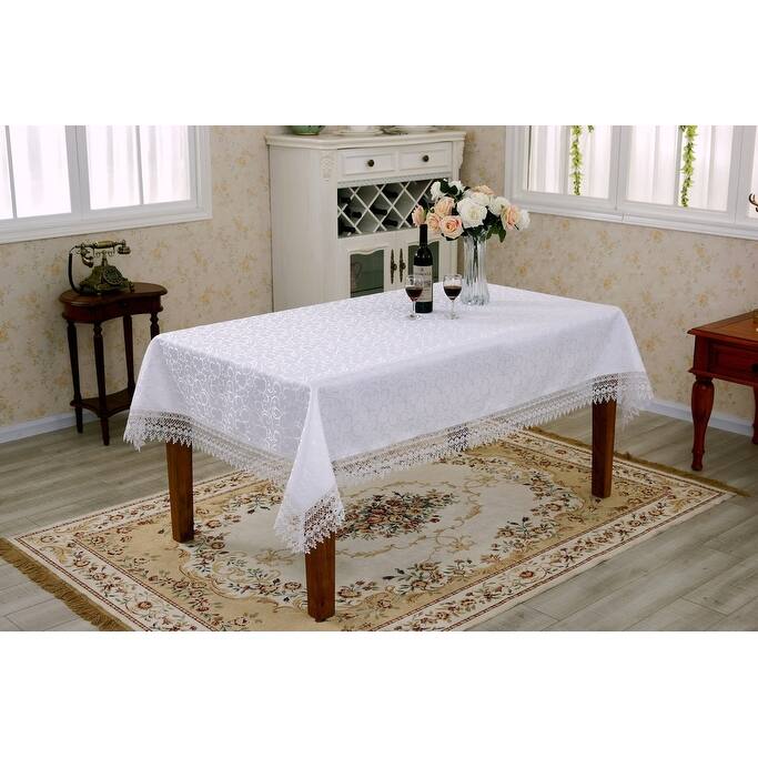 Violet Linen Flower Bow Vintage Lace Pattern Tablecloths