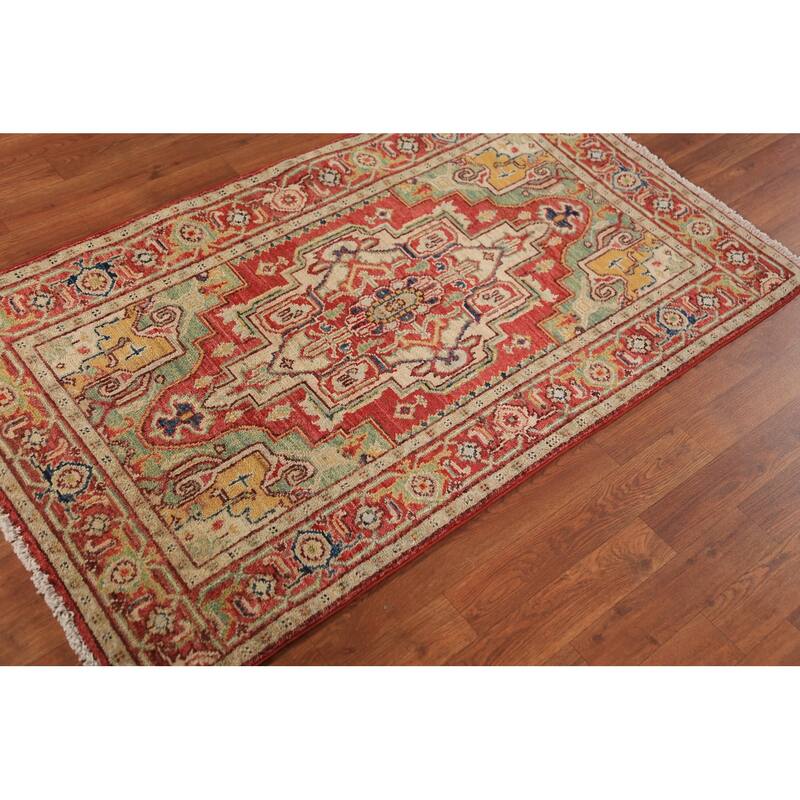 Heriz Serapi Vegetable Dye Rug Handmade Foyer Wool Carpet - 2'11"x 5'0"