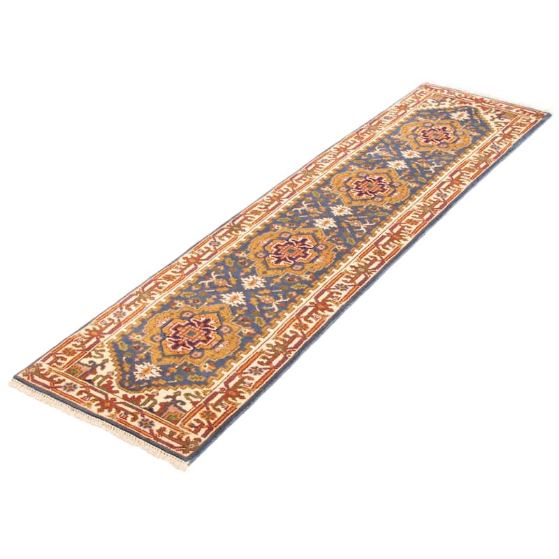 ECARPETGALLERY Hand-knotted Serapi Heritage Navy Wool Rug - 2'5 x 9'9