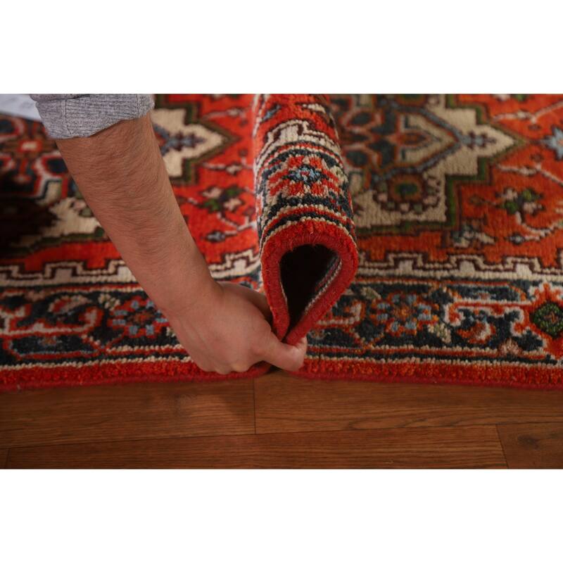 Geometric Heriz Indian Runner Rug Hand-knotted Wool Carpet - 2'7"x 8'0"