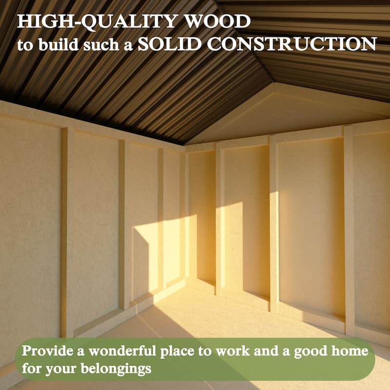 VEIKOUS Outdoor Wood Storage Shed with Lockable Door and Window - 8'x12'