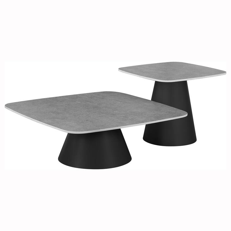 Eason 2-piece Cocktail Coffee Table Set Concrete and Black - Concrete