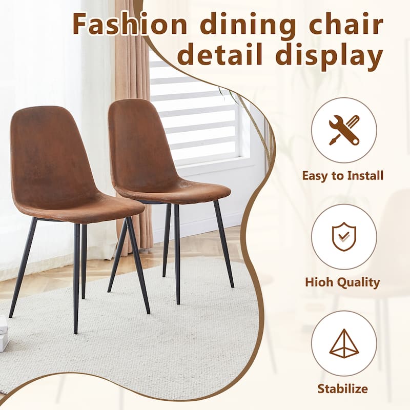 5-Piece Glass Dining Table Set for 4, Modern 49.6" Rectangular Kitchen Table Set with 4 Fabric Brown Chairs for Dining Room