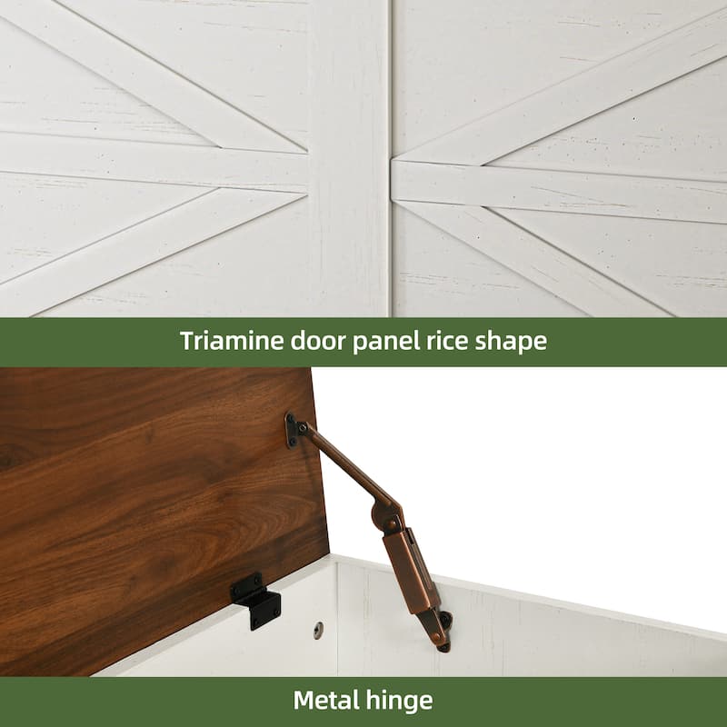 47" Storage Bench Farmhouse Storage Chest with 2 Safety Hinges for Entryway, Bedroom, Living Room