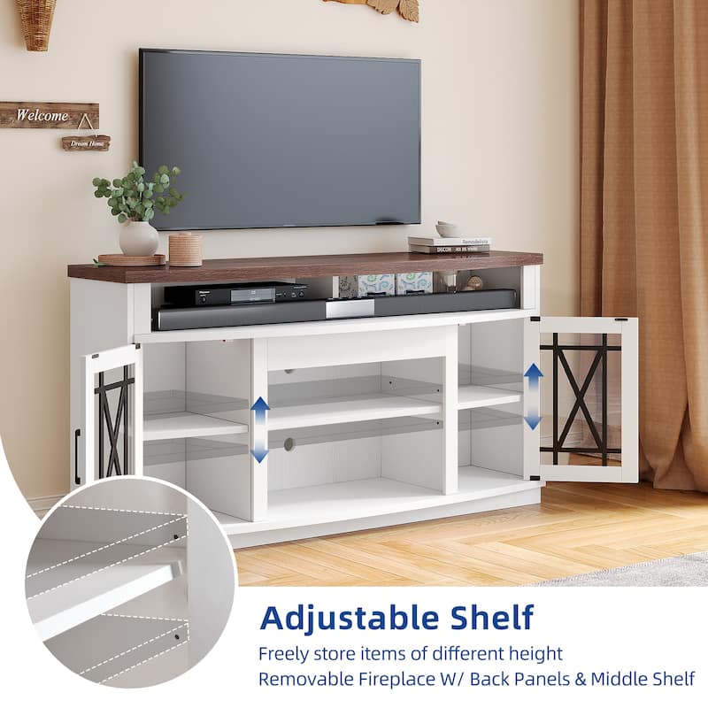 Moasis 59-inch Highboy 2-Door LED Lights TV Stand for TVs up to 70 Inches