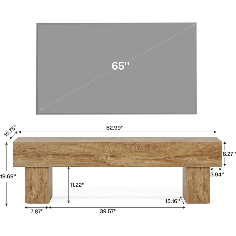63" TV Stand, Farmhouse Media Console Entertainment Center for 55/60/65 Inch - 62.99" W x 15.74" D x 19.68" H