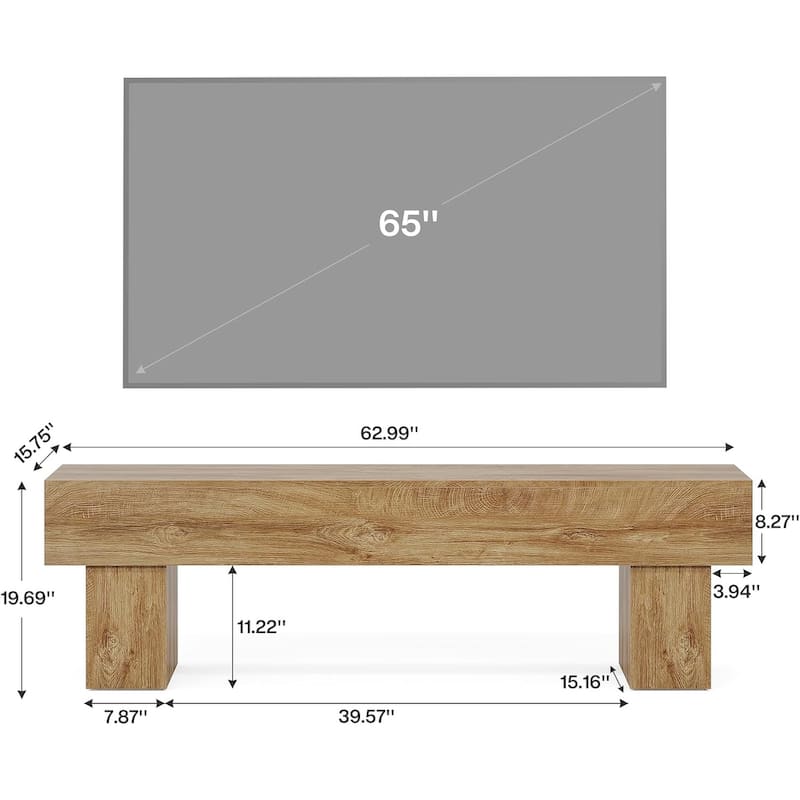 63 Inches TV Stand, Farmhouse Entertainment Center