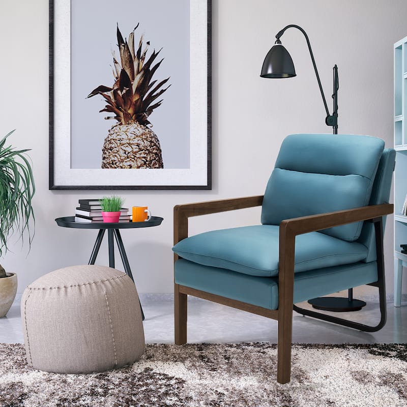 Gymax Set of 2 Single Sofa Chair Leisure Accent Chair w/ Wooden