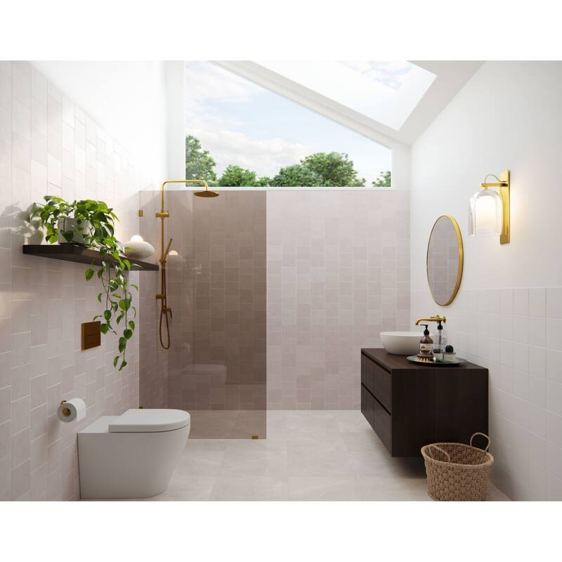 Glass Warehouse BTSFP-36 Ursa 78" High x 36" Wide Shower Screen - Satin Brass