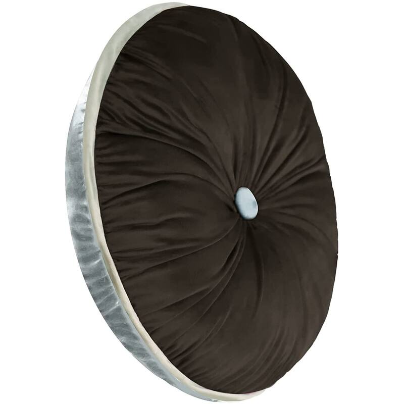 WOWMAX Round Button Tufted Pumpkin Pleated Cushion Throw Pillow 15"