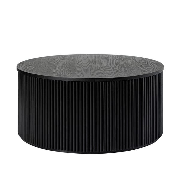 slide 2 of 7, Lance Modern 35.4" Round Coffee Table by HULALA HOME Black - Wood