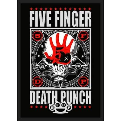 Five Finger Death Punch Red Hand Skull Framed Poster - 24 x 36 Inch
