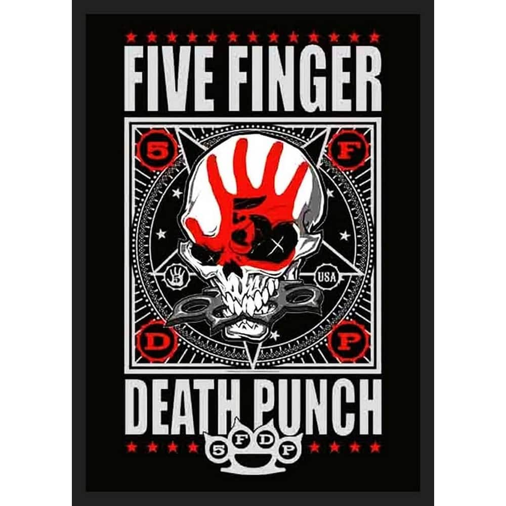 Five Finger Death Punch Red Hand Skull Framed Poster - 24 x 36 Inch