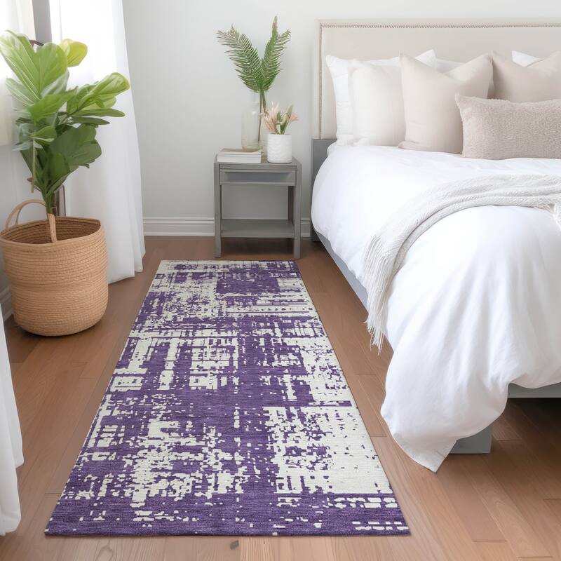 Premium Washable Super Soft Abstract Pixel Mayfield Rug - Purple - 2'3" x 7'6"